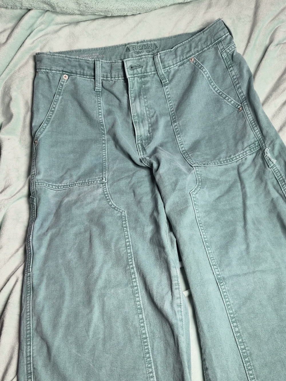 Arizona Jean Company Women's Light Teal Carpenter Work Pants Size 11